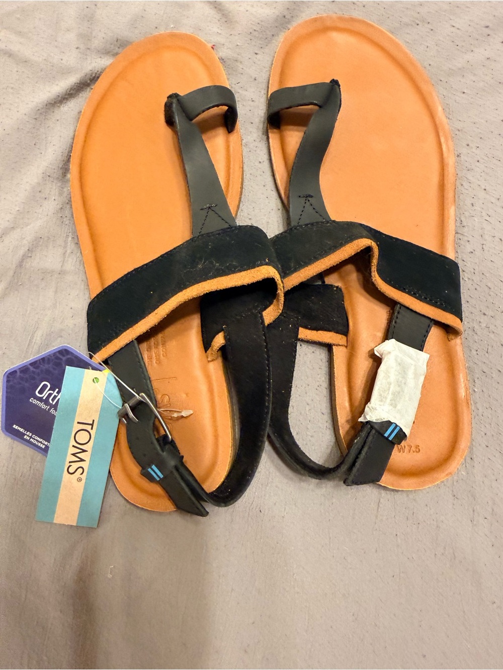 TOMS  Black and Tan Sandals - Casual Strappy Comfort